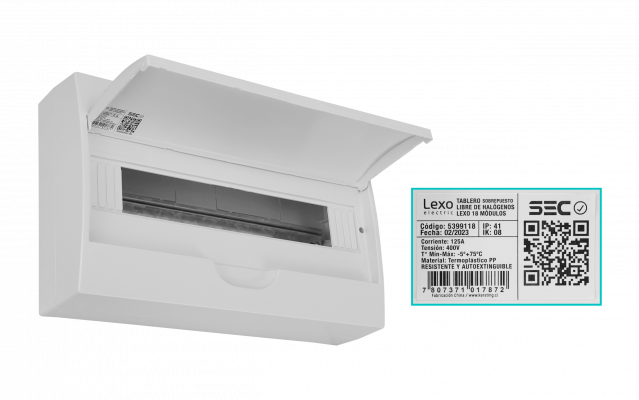 CADIN-18S LEXO Caja de Superficie LSZH 18 Módulos Carril DIN IP41 IK08 5399118