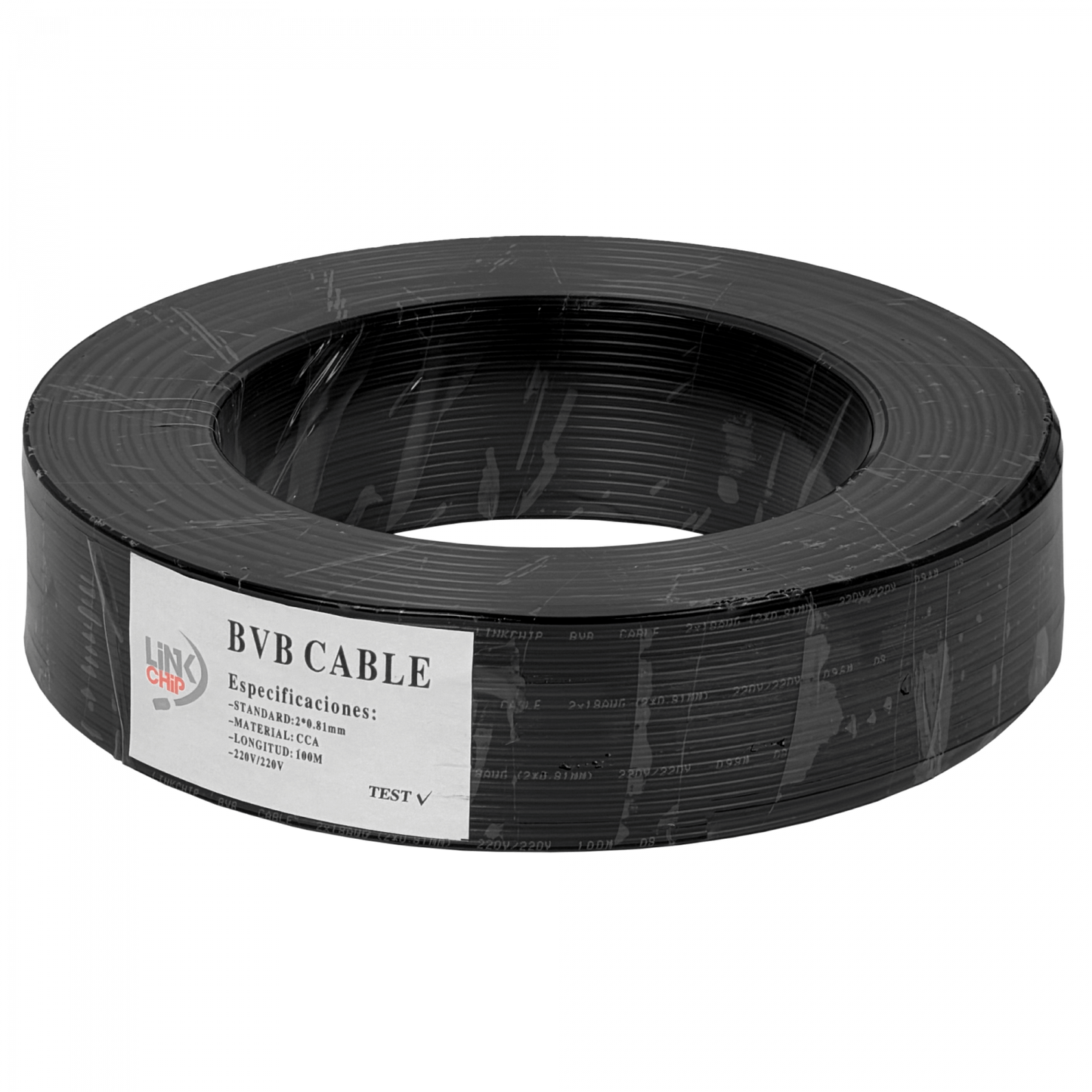 2X18AN-CCA 2x18AWG CCA 100mt Unifilar Negro Gemelo Cable Alimentación 2x0,81mm2