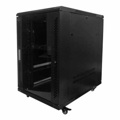 RK18-9VL LINKMADE 18U 90CM-FONDO RACK PISO C/PDU-VENT NEGRO