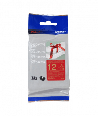TZE-RW34 BROTHER Satinado 12mm Dorado sobre Fondo Rojo-Vino Cinta 4 metros para PT-H110/H200