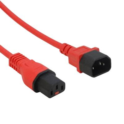RCMC 1,8mt Rojo Macho-Hembra Conector Alimentación C13/C14 7A 3x0,82mm2 180cm
