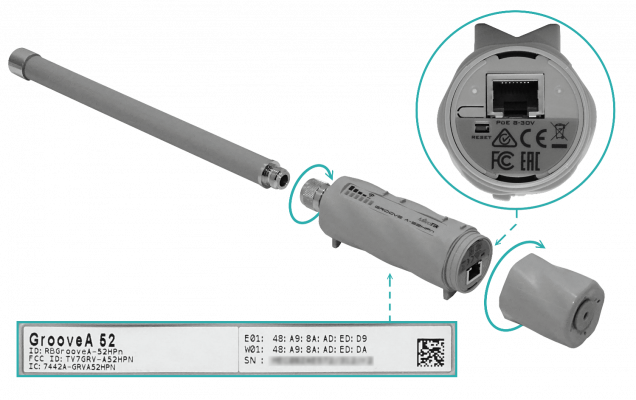 RBGROOVEA-52HPN MIKROTIK L4 2,4/5GHz 1-N-M 1-100 inc-24V Exterior 1x1 inc-Antena-6dBi