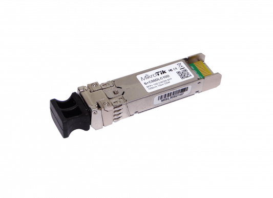 S+C55DLC10D Transceptor MIKROTIK SFP+ 10G monomodo 1550nm para 10km con 2 conectores LC y DDM, compatible con CWDM-MUX8A, unidad individual