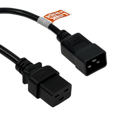 CDMD Cable Energía Negro 1,4mt C19-Hembra C20-Macho 16A 3x1,5mm2 140cm