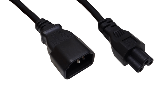 CCMT 1,5mt Negro Trebol-C5-Hembra C14-Macho Cable Poder 6A 3x0,75mm2 150cm