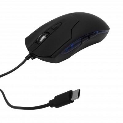 MOUSE-C Ratón con Cable Tipo-C de 135cm Color Negro Clic Silencioso