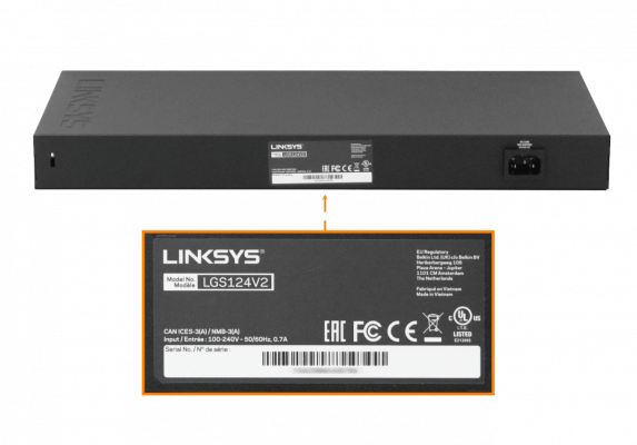 LGS124 LINKSYS Conmutador Gigabit de 24 puertos 10/100/1000 no administrable para montaje en rack, entrada C13 100-240VAC, versión 2
