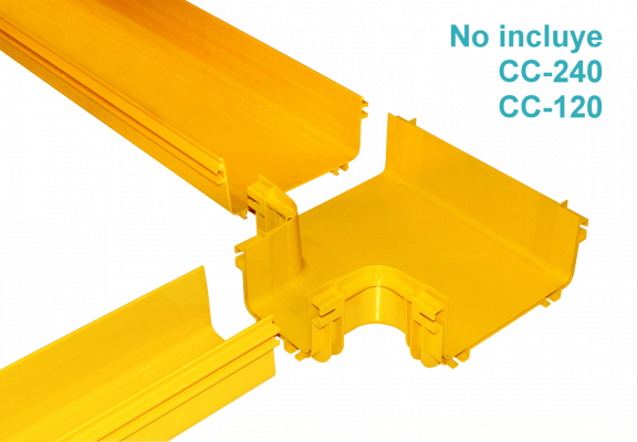 CCA-240-TH1 240x100 a 120x100mm Derivacion Horizontal Tee Amarilla PC+ABS LSZH Hem