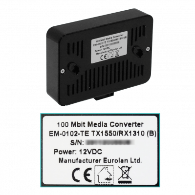 EM-0102-TE Kit de Conversión de Medios EUROLAN SM Monomodo 1-SC 1310/1550nm Alcance 20km 2-Canales 100Mbps Switch de 3 Puertos Fibra
