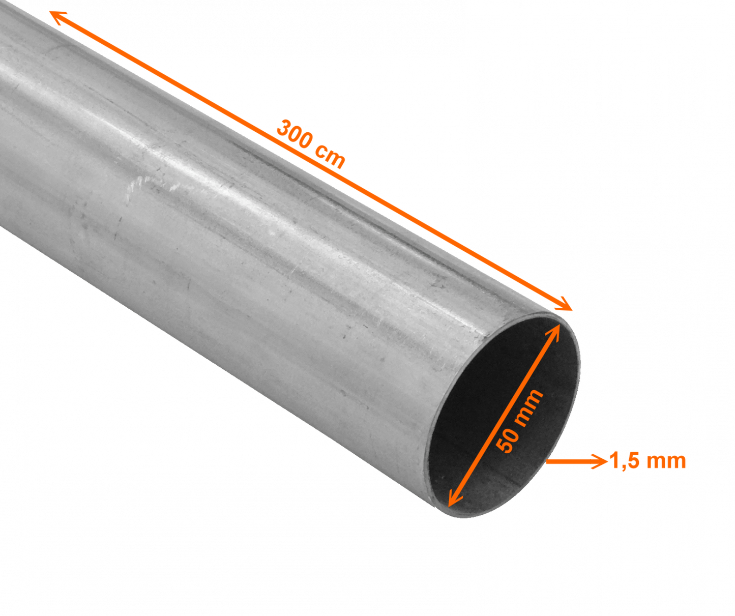 EMT50-5 Tubo metálico rígido para instalaciones eléctricas, diámetro externo 50mm, revestimiento galvanizado, longitud 3 metros, pared de 1,5mm de grosor