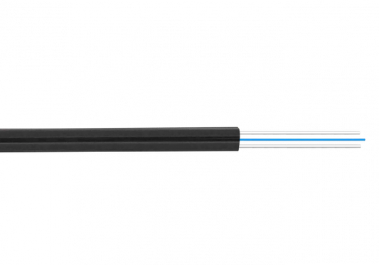 CFSN1N Negra 1-Fibra-SM-G652D 500mt Drop Interior 2-Portantes-FRP LSZH 3x2mm