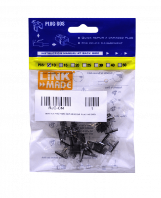 RJC-CN LINKMADE Tapa Reparadora Mini RJ45 Negra en Empaque de 10 Unidades