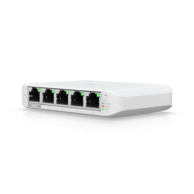 USW-FLEX-MINI-5 UBIQUITI Mini switch de interior capa 2 con 5 puertos, velocidad 5-1000 Mbps, alimentación PoE pasivo requerida, gestionable vía UniFi