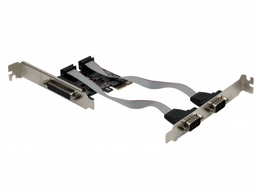 PCIE2S Tarjeta De Expansión PCIe x1 Con 2 Puertos Serie RS232 DB9 Macho Y 1 Puerto Paralelo DB25 Hembra