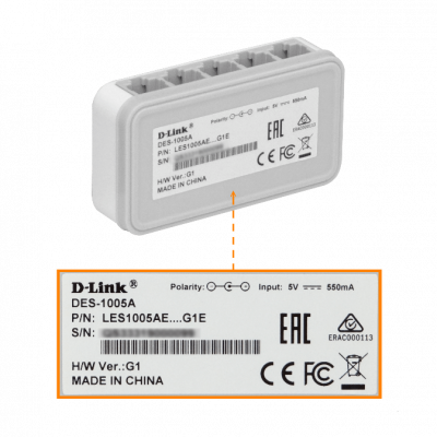DES-1005A D-LINK 5-Puertos 100Mbps Switch de Escritorio no-Administrable no-Rack incluye 5v/0,5A