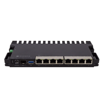 RB5009UG+S+IN Router MIKROTIK HomeLab con 7 puertos 1000Mbps, 1 puerto 2500Mbps, 1 SFP+ 10G, USB, Licencia 5, PoE In, Jack DC y 2 pines DC