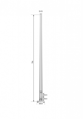 POSTEC-7M Poste Troncoconico 7mt 3mm Placa-260x260x12mm sin-incluir-Canastilla Cono-140/60mm