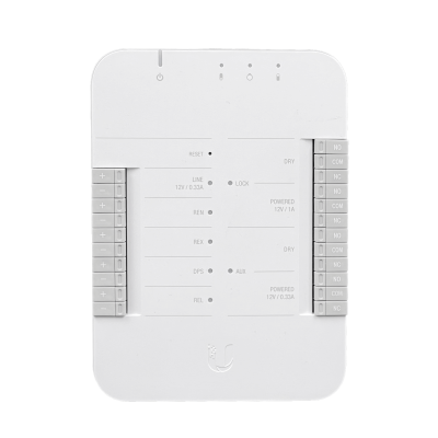 UA-HUB-DOOR UBIQUITI Controlador de Acceso 1 Puerta 2 Lectores 2 Cámaras Entradas para Sensores y Botones Montaje Riel DIN Alimentación PoE