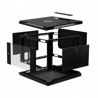 RK06-6LD LINKMADE Desmontable 6U 60CM-Profundidad Armario Rack Pared Muro Negro