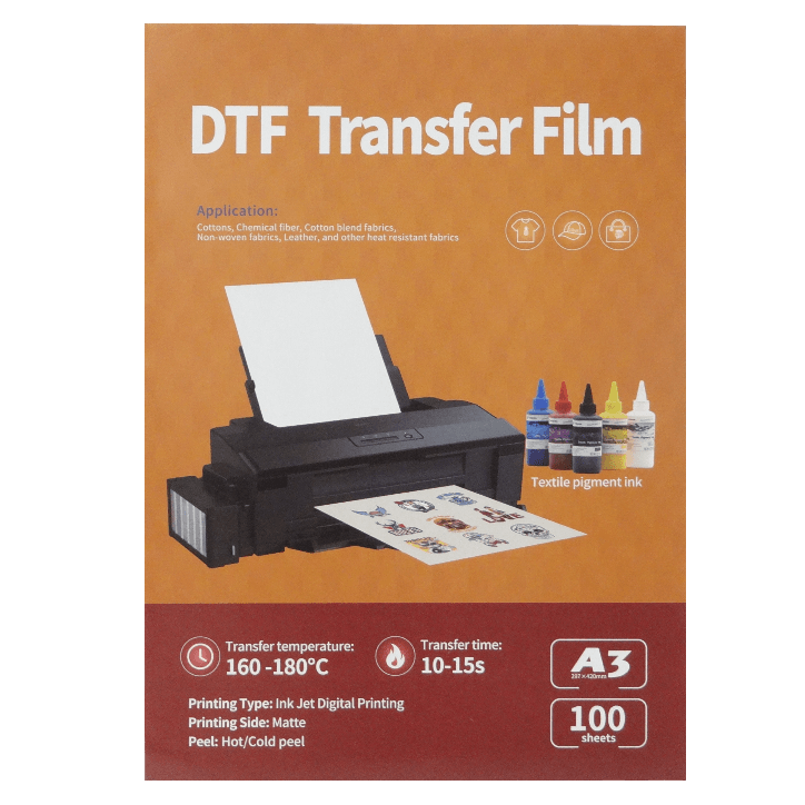 DTF-A3 DTF Printing Film 100-hojas A3 297x420mm para estampado en tela