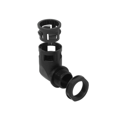 FLEP25-SC 25mm Curva Derivación Caja Empalme Ajuste p/Tubo Corrugado Plástico Negro
