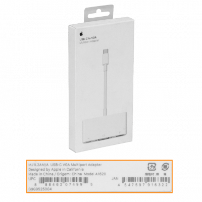 MJ1L2AM APPLE Original USB-C-Macho a VGA-H y USB-AH A1620