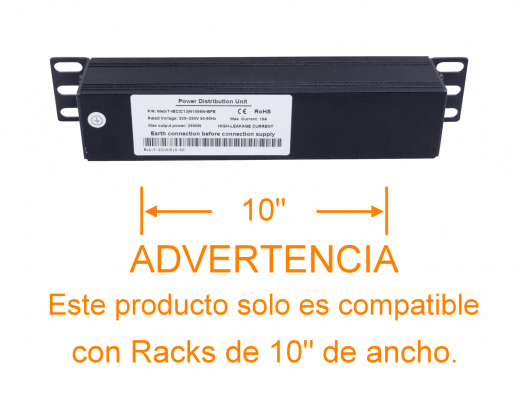 RG106-C13 PDU 10A Enchufes 6-Hembra-C13 1-Macho-C14 Rack-10-pulgadas sin-cable