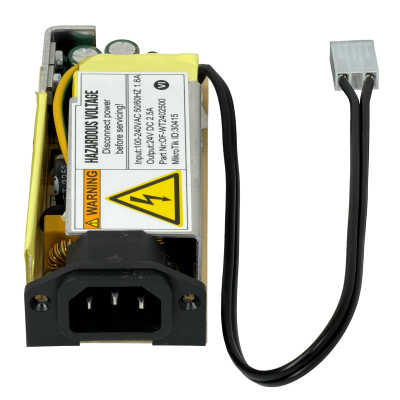 F24-W60R MIKROTIK Fuente de Alimentación de Repuesto 24V 2.5A, entrada 100-240V con conector C14, compatible con CCR, modelo WT2402500