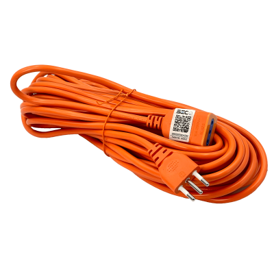 ME-1215 MACROTEL Extensión Eléctrica 15 metros Color Naranja 10 Amperes Conectores Tipo Chileno
