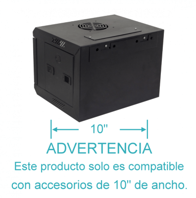 RK1004-3L LINKMADE Armario Rack de 4 Unidades, 10 Pulgadas de Ancho y 30cm de Fondo, Negro con Puerta de Cristal