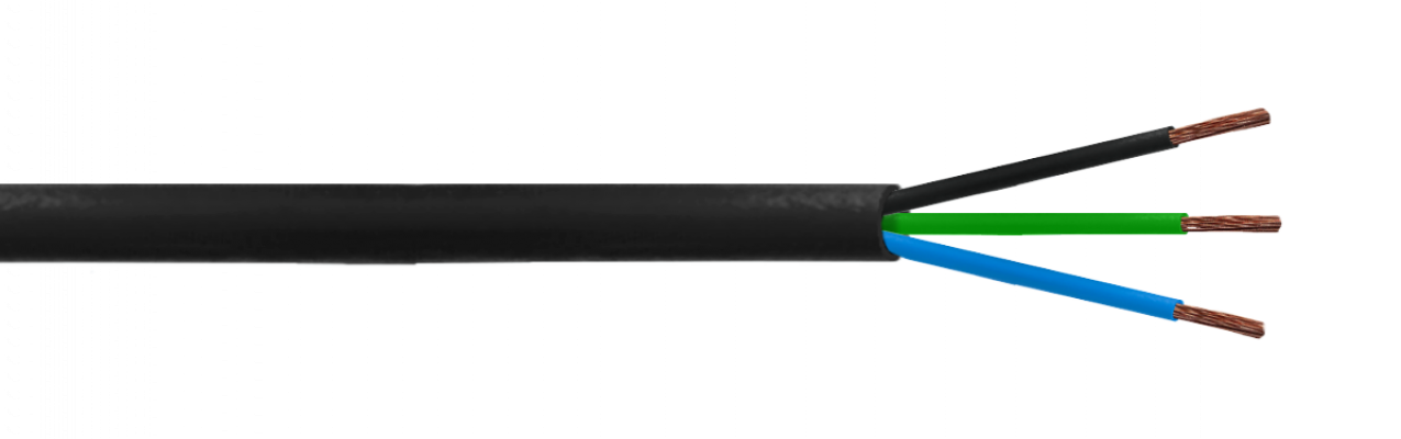 CORDON1 Negro 3x1,0mm 100 metros Conductor Eléctrico Flexible RVV 8-10AMP 17AWG 3x1.0mm