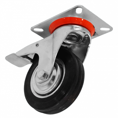 RUEDE-4 Rueda Giratoria Negra 4 Pulgadas con Bloqueo Capacidad 80Kg 82x100x132mm