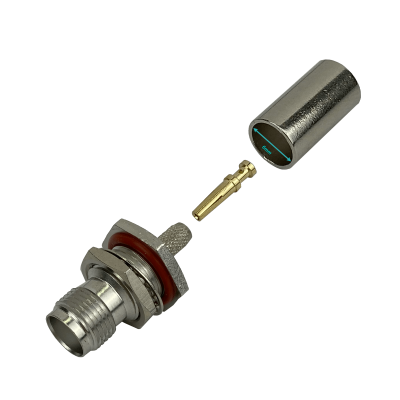 TH2E CONECTOR COAXIAL TIPO TNC HEMBRA PARA PANEL, CRIMPEABLE, COMPATIBLE CON LMR195/RG58, DIÁMETRO 13mm