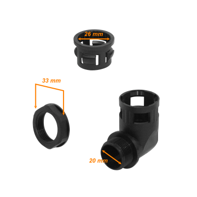 FLEP25-SC 25mm Curva Derivación Caja Empalme Ajuste p/Tubo Corrugado Plástico Negro
