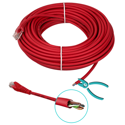 CPR-200L LINKMADE 20 metros CAT5E Rojo LSZH Cable de Conexión Moldeado Multihilo