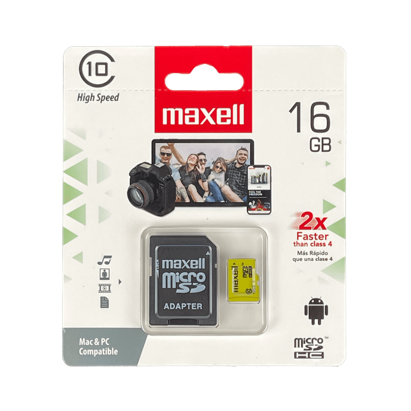 MSD-16GB MAXELL 16GB Tarjeta MicroSD-HC con Adaptador-SD Class10 SDCS2
