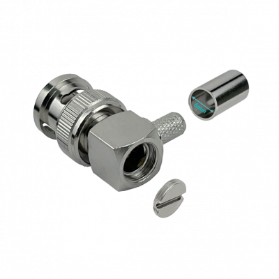 BM2J Conector BNC macho acodado 90 grados crimpeable para cable LMR195 RG58 RG142