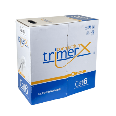 CB6T-UGH TRIMERX CABLE UNIFILAR DE COBRE CAT6, CALIBRE AWG23, CUBIERTA GRIS, 305 METROS, TIPO CM
