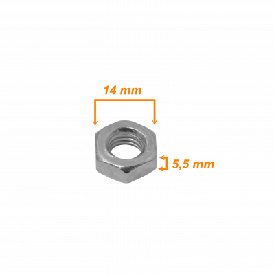 TUE-M8 Tuerca de forma hexagonal M8, 14 mm de diámetro, 5,5 mm de altura, 1 pieza compatible con tornillo sinfín M8-230