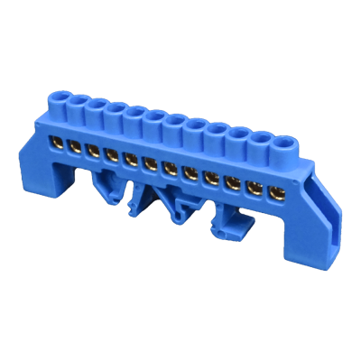 REGLETA-DA12 Barra Azul 12-Terminales 4mm Carril DIN Reparto Eléctrico