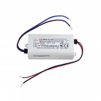 APV-12-24 MEANWELL Fuente de Alimentación 24V 12W 0,5A 100-240VAC Carcasa Plástica IP30 Hermética