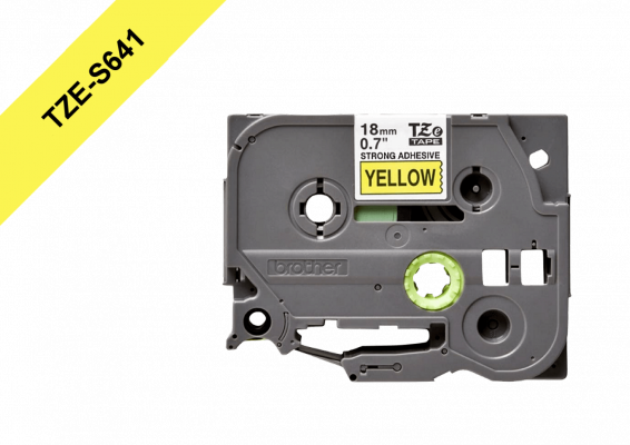 TZE-S641 BROTHER E-P 18mm Negro en Amarillo Cinta 8mt p/PT-E300VP/D600VP ExtraP