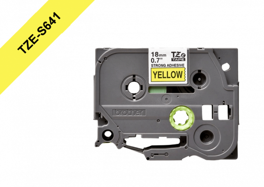 TZE-S641 BROTHER E-P 18mm Negro en Amarillo Cinta 8mt p/PT-E300VP/D600VP ExtraP