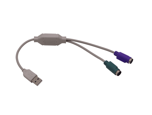 USBM-PS2H Convertidor USB-A-Macho a 2-PS2-Hembra para Teclado/Ratón USB-PS/2