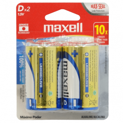 D-AP MAXELL 2-Pilas-Tamaño D Alcalinas LR20 1,5V 1.5V Alcalinas Envase