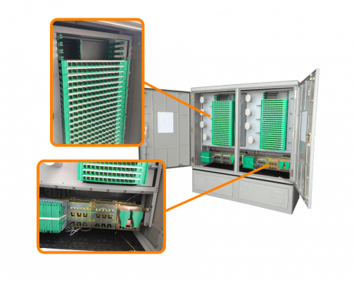 RKF-2 FIBRA 108-ODF incl-1152-SC/APC 62x148x154cm 4-Puerta Exterior-Suelo IP65