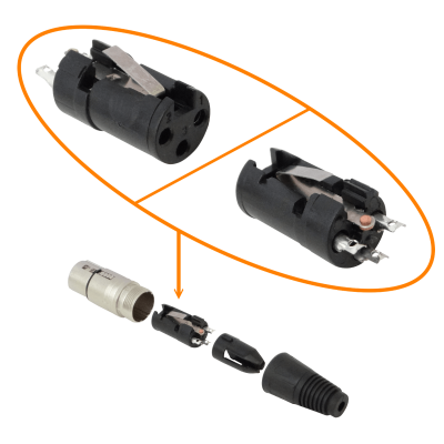 X3H Conector hembra XLR 3 pines XLR3-H soldable para aplicaciones DMX