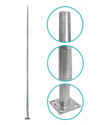 POSTEC-8M Poste troncocónico 8 metros espesor 3mm Placa base-280x280x12mm sin canastillo Diámetro cono-140/60mm