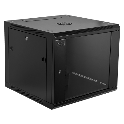 RK09-6LD Gabinete rack de pared LINKMADE desarmable de 9 unidades, con 60 centímetros de fondo, color negro.