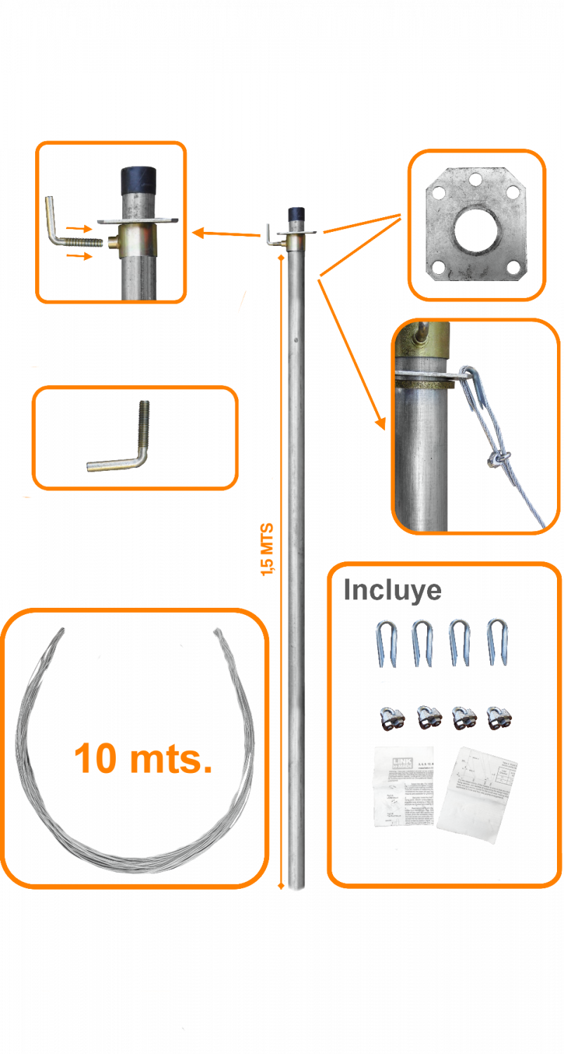 MAST-05 LINKMADE 1,5m Poste Extensible con Tensores 1-Sección-1,5m